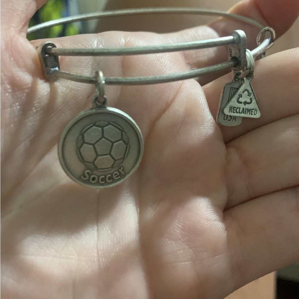 Alex and Ani Silver Soccer Charm Bangle
